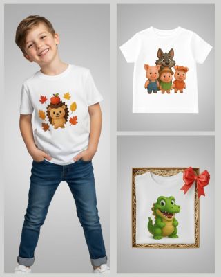 👕 Veselá dětská trička, která si děti zamilují! 💛 Ježek s jablíčkem, tři prasátka nebo krokodýlek – každé zvířátko přináší...